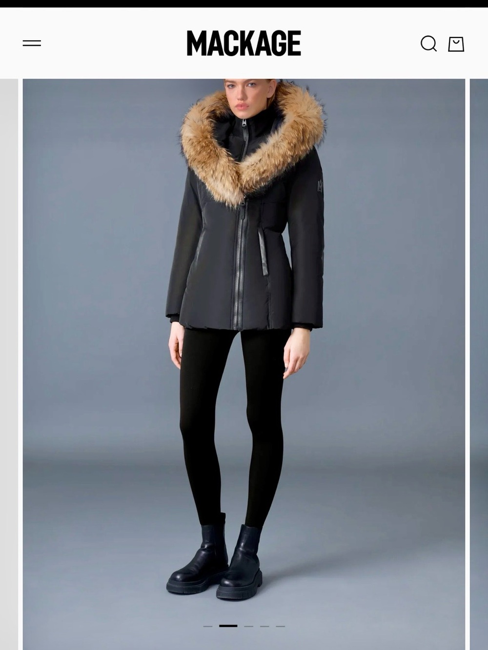 Mackage Black Puffer Coat with Golden Brown Faux Fur Trim - Picture 15 of 17